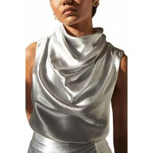 NEW AIIFOS leah metallic top in silver